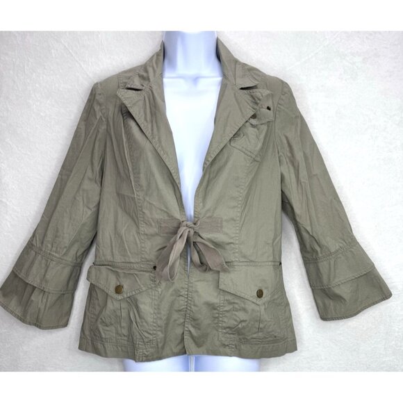 XCVI Women's Green Lightweight Utility Tie Front Jacket Size Large - Picture 5 of 13